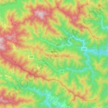 Mapa topográfico Hinohara, altitud, relieve