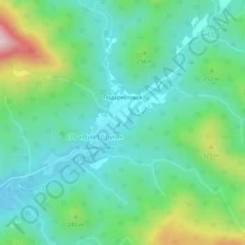 Mapa topográfico Подхребтовое, altitud, relieve