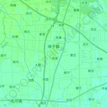 Mapa topográfico 埠子镇, altitud, relieve