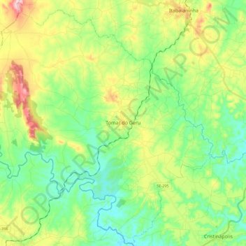Mapa topográfico Tomar do Geru, altitud, relieve