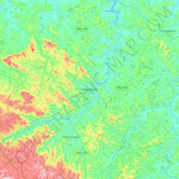 Mapa topográfico Machado, altitud, relieve