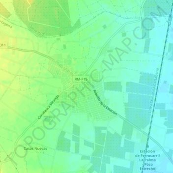 Mapa topográfico Pozo Estrecho, altitud, relieve