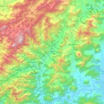 Mapa topográfico Sana, altitud, relieve