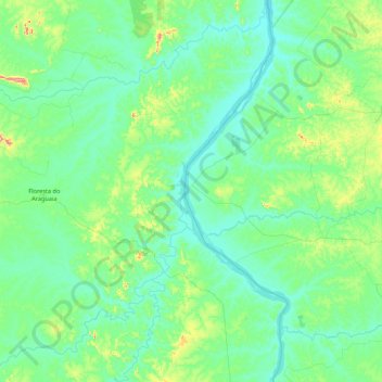 Mapa topográfico Pau d'Arco, altitud, relieve