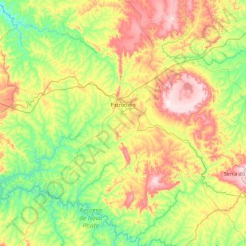 Mapa topográfico Patrocínio, altitud, relieve