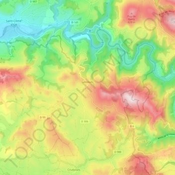 Mapa topográfico Lassouts, altitud, relieve