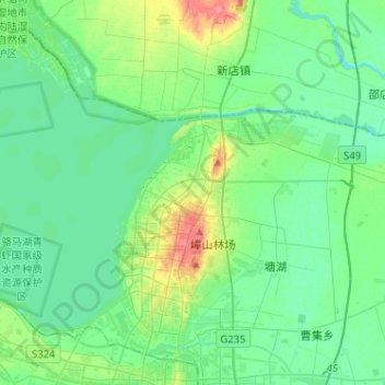 Mapa topográfico Xiaodian, altitud, relieve