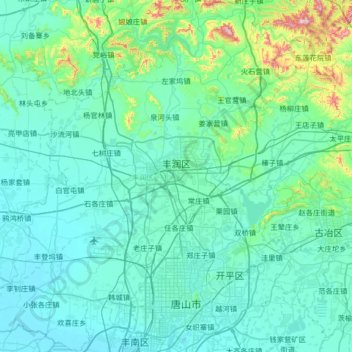 Mapa topográfico 丰润区, altitud, relieve