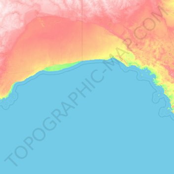 Mapa topográfico Gran Bahía Australiana, altitud, relieve