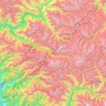 Mapa topográfico Sangla, altitud, relieve