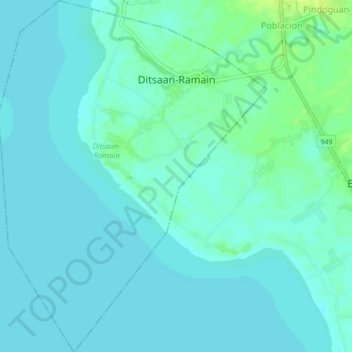 Mapa topográfico Ditsaan-Ramain, altitud, relieve