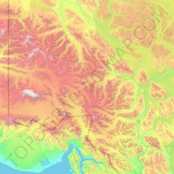 Mapa topográfico Kluane, parc national et réserve de parc national, altitud, relieve