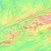 Mapa topográfico Harlan County, altitud, relieve