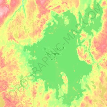 Mapa topográfico ᑐᓕᒫᓗᒡᔪᐊᖅ Dubawnt Lake, altitud, relieve