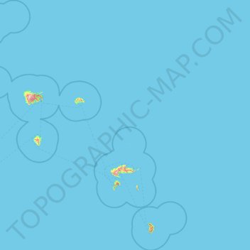 Mapa topográfico Marquesas, altitud, relieve