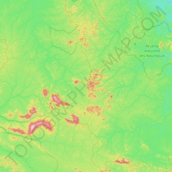 Mapa topográfico Saül, altitud, relieve
