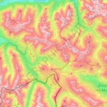 Mapa topográfico Parque nacional Suizo, altitud, relieve