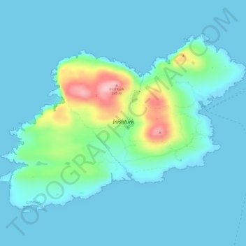 Mapa topográfico Inishturk, altitud, relieve