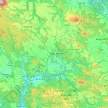 Mapa topográfico Dubá, altitud, relieve