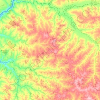 Mapa topográfico Limeira do Oeste, altitud, relieve