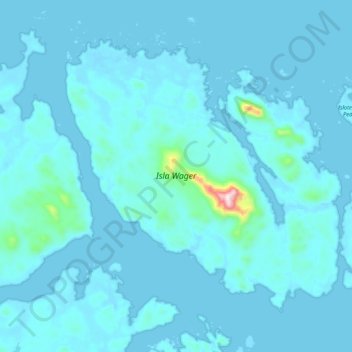 Mapa topográfico Isla Wager, altitud, relieve