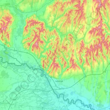 Mapa topográfico Komitat Zala, altitud, relieve
