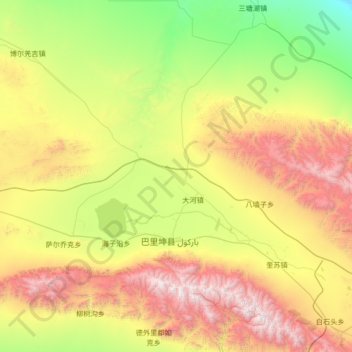 Mapa topográfico 兵团红山农场, altitud, relieve