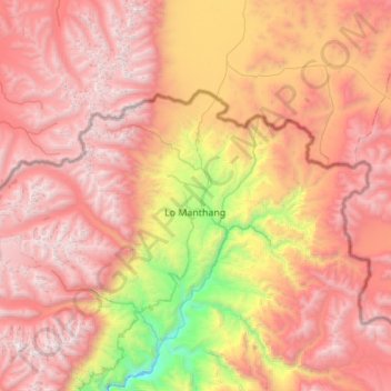 Mapa topográfico लोमान्थाङ, altitud, relieve