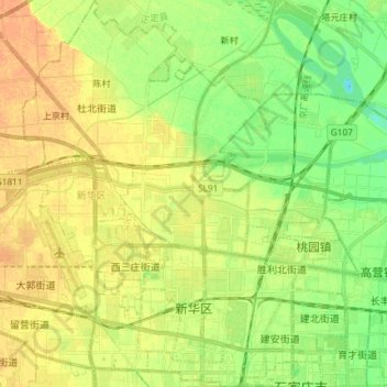 Mapa topográfico Xinhua District, altitud, relieve