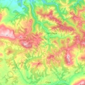Mapa topográfico Cabranes, altitud, relieve
