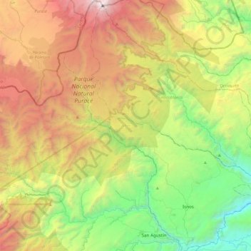 Mapa topográfico Isnos, altitud, relieve