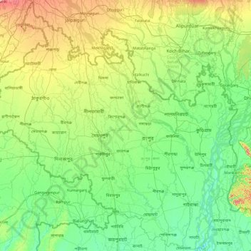 Mapa topográfico Rangpur División, altitud, relieve