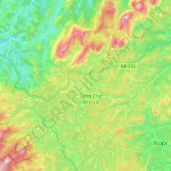 Mapa topográfico Santa Cruz de Irupi, altitud, relieve
