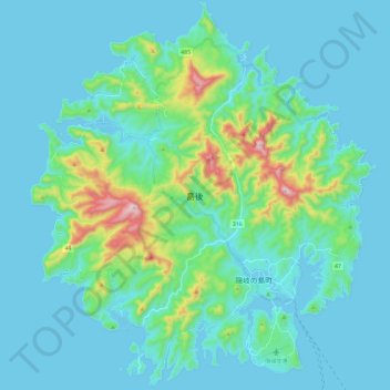 Mapa topográfico 島後, altitud, relieve
