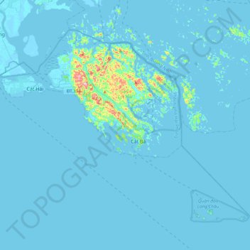 Mapa topográfico Cát Hải, altitud, relieve