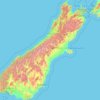 Mapa topográfico South Island, altitud, relieve