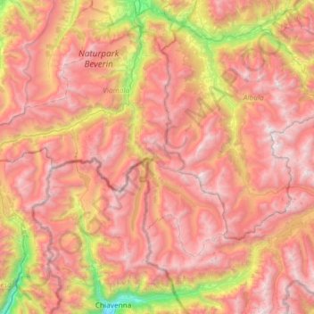 Mapa topográfico Chaîne de l'Oberhalbstein, altitud, relieve
