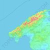 Mapa topográfico Sierra de Tramontana, altitud, relieve