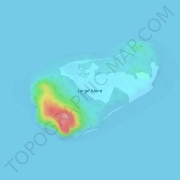 Mapa topográfico Langil Island, altitud, relieve
