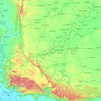 Mapa topográfico Provincia de Nakhon Ratchasima, altitud, relieve