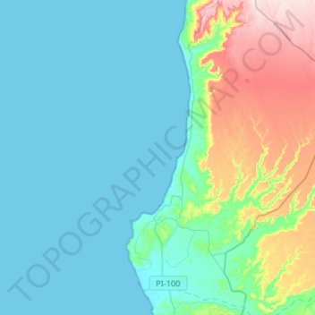 Mapa topográfico Lobitos, altitud, relieve