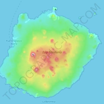Mapa topográfico Isla Floreana, altitud, relieve