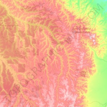 Mapa topográfico Querência, altitud, relieve