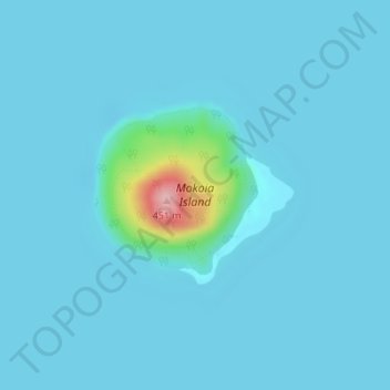 Mapa topográfico Mokoia Island, altitud, relieve