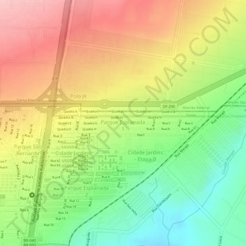 Mapa topográfico Parque Esplanada 1, altitud, relieve
