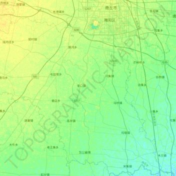 Mapa topográfico 睢阳区, altitud, relieve