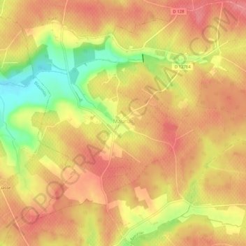 Mapa topográfico Mauriac, altitud, relieve