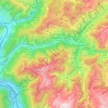 Mapa topográfico Le Doron, altitud, relieve