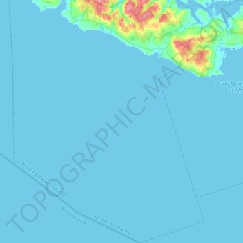 Mapa topográfico Argyle Shore, altitud, relieve
