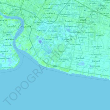 Mapa topográfico Bang Pu Subdistrict Municipality, altitud, relieve